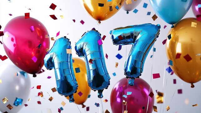 Balloons with number 117 celebration