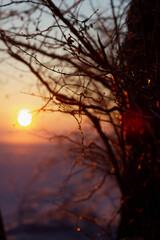 sunset on the winter lake