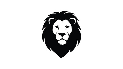a striking black lion head illustration powerful and regal silhouette © MDAUAL
