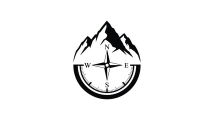 mountain peak and compass design with directional markings a striking silhouette © MDAUAL