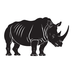 Obraz premium Powerful Rhinoceros Silhouette Logo Vector in Black and White