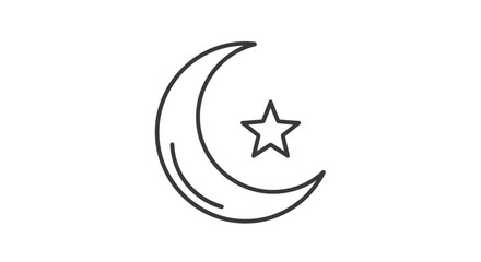 Crescent Moon with Star Symbol Illustration. © arby