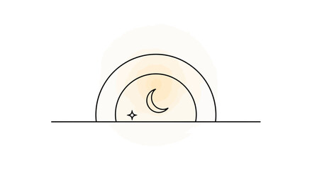 Simple Line Drawing of Moon and Star. © arby