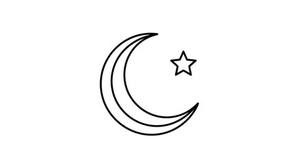 Crescent Moon with Star Symbol Illustration. © arby