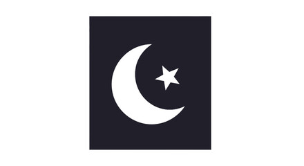 Crescent Moon and Star Symbol Icon. © arby