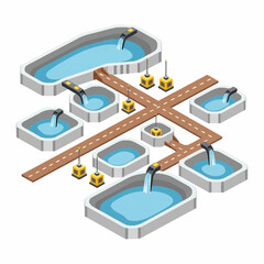Naklejka premium Water Treatment Plant Schematic Diagram.