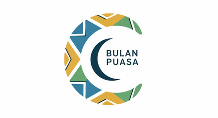 Bulan Puasa Logo Design with Crescent Moon. © arby