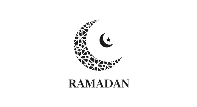 Ramadan Crescent Moon Symbol with Star.