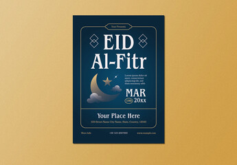 Blue Elegant Modern Eid Al Fitr Flyer Layout