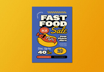 Blue Retro Bold Fast Food Sale Flyer Layout