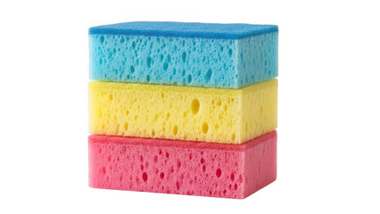 Colorful sponges stacked isolated on transparent background