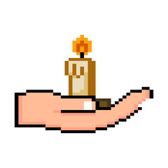 Hand Holding Candle Hope Pixel