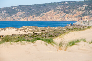 Fototapeta premium Atlantic coastline behind rolling sand dunes