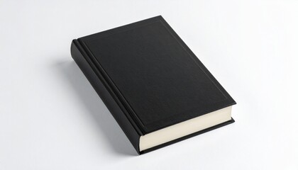 Plain black hardcover book on white surface evoking mystery, simplicity, and modern minimalism