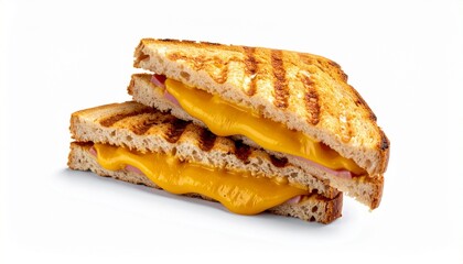 Grilled sandwich with melted cheese and ham between toasted bread showcasing classic comfort and savory indulgence