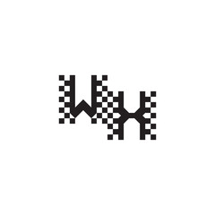 Design Modern Abstract Bold WH Alphabet Logo Monogram Alphabet Initial Pixel Vector