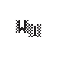 Design Modern Abstract Bold WI Alphabet Logo Monogram Alphabet Initial Pixel Vector