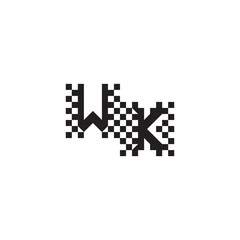 Design Modern Abstract Bold WK Alphabet Logo Monogram Alphabet Initial Pixel Vector