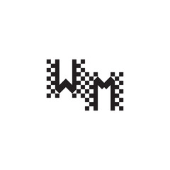 Design Modern Abstract Bold WM Alphabet Logo Monogram Alphabet Initial Pixel Vector