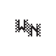 Design Modern Abstract Bold WN Alphabet Logo Monogram Alphabet Initial Pixel Vector