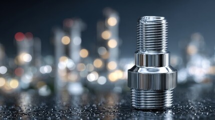 Shiny Polished Chrome Pipeline Valve With Intricate Details