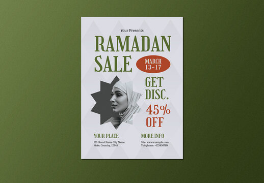 Grey Green Modern Ramadan Sale Flyer Layout