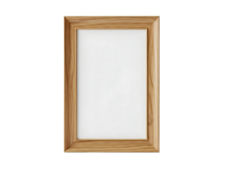 Simple wooden picture frame against white background