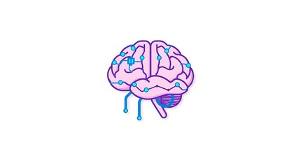 Machine Learning Brain Icon - Modern Flat Design for AI and Technology Concepts