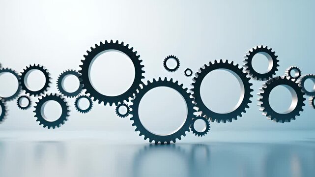 Gears and Cogs in Motion Representing Engineering and Mechanism Concept