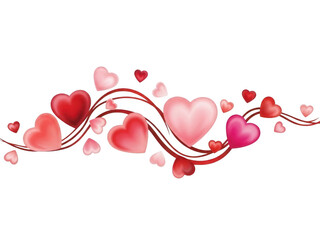 Whimsical hearts floating in an ethereal swirl