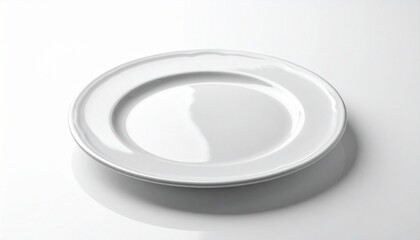 White ceramic plate on clean surface evokes minimalist dining elegance, tableware simplicity, and refined presentation