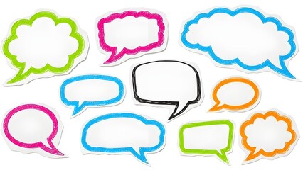 Fototapeta premium Set of 10 Colorful Speech Bubbles with Paper Texture