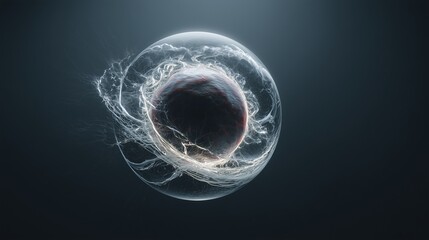 World Human Spirit Day conceptual 3D scientific illustration, luminous core floating in sterile space, subtle references to neural and vascular patterns, life force and resilience symbolism