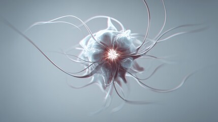 World Human Spirit Day conceptual 3D scientific illustration, luminous core floating in sterile space, subtle references to neural and vascular patterns, life force and resilience symbolism