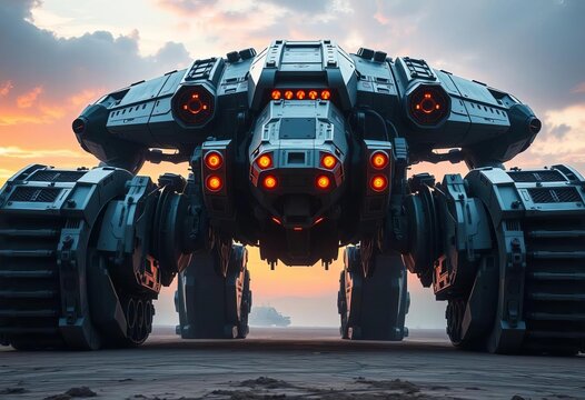 Gigantic mechanized war machine, futuristic design,   monster,  powerful