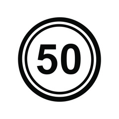Obraz premium Simple Black Number Fifty in Double Lined Circle Icon