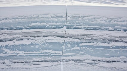 Obraz premium Textured Ice Layers in Natural Cold Environment