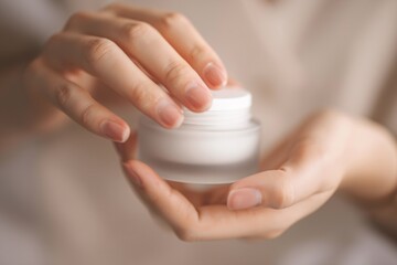 Woman Applying Moisturizing Face Cream for Daily Skincare