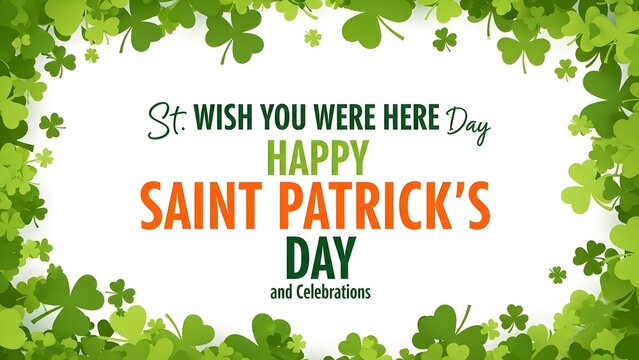 Happy saint patrick's day wishes with shamrocks