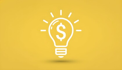 A bright idea for financial innovation illustrated with a dollar sign in a lightbulb on a vibrant yellow background from a straightforward viewpoint