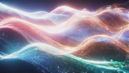 Abstract swirling energy waves in iridescent colors, flowing gently