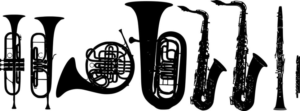 silhouette saxophone wind musical instrument orchestra jazz play music vector image