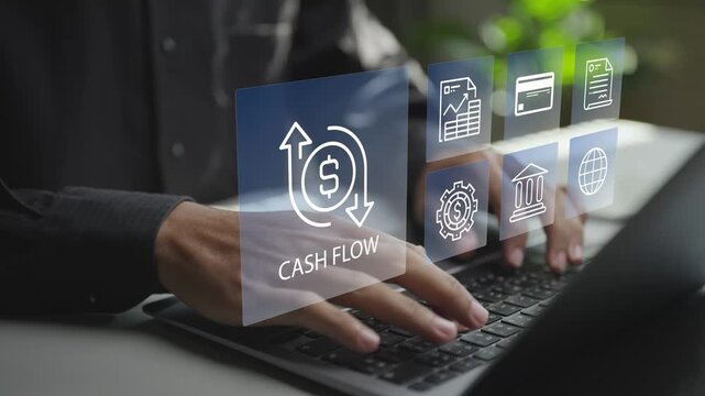 Cash flow concept with income and expense tracking, financial planning and business performance analysis. Managing cash inflow and outflow to maintain stability and growth.