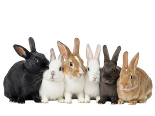 Fototapeta premium Group of rabbits in various colors sitting together