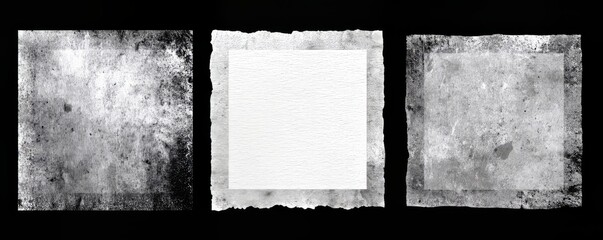 Blank textured panels with varying patterns on a dark background suitable for design work or art projects