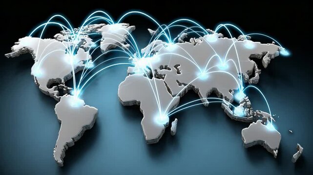 Global Network: An interconnected world map illustrates the expansive network of connections, symbolizing global communication and technological advancement.