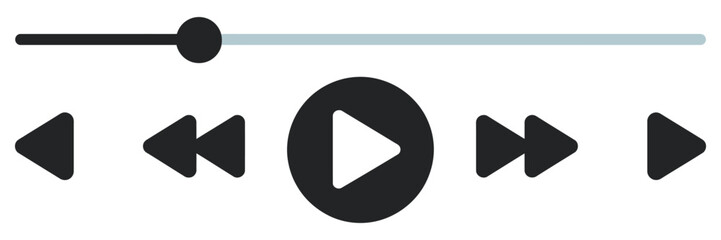 Music Video Play Bar Icon, vector illustration for media players podcasts music apps websites with interactive play pause interface controls © Jackie K. Penn