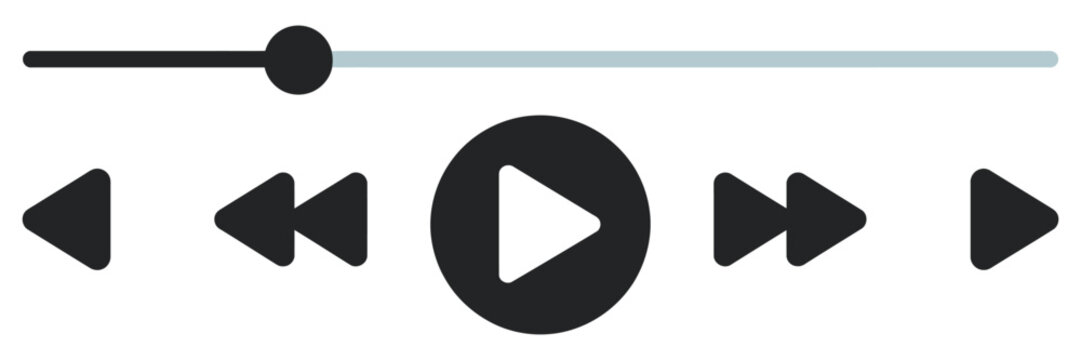Music Video Play Bar Icon, vector illustration for media players podcasts music apps websites with interactive play pause interface controls