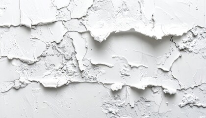 Obraz premium Extreme close-up of heavily textured, cracked white paint or plaster surface.