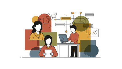 Business Team Collaboration and Workflow Process Illustration.